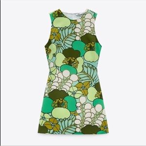 Zara printed green dress